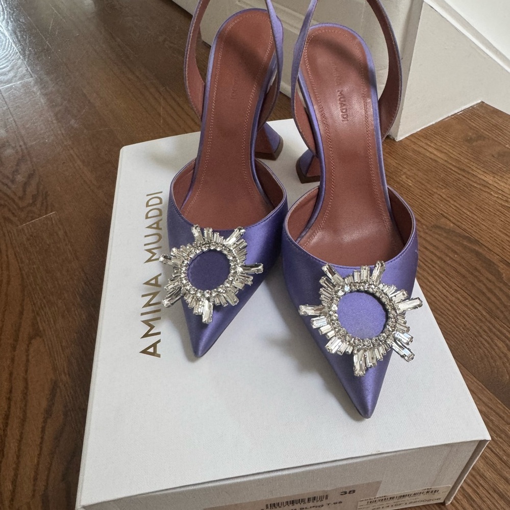 Amina Muaddi Purple Begum Slingbacks - Picture 2 of 6